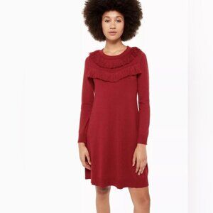 NWT Kate Spade New York WOOL Blend Russet Red Fringe Sweater Dress NJMU9336 Sz S